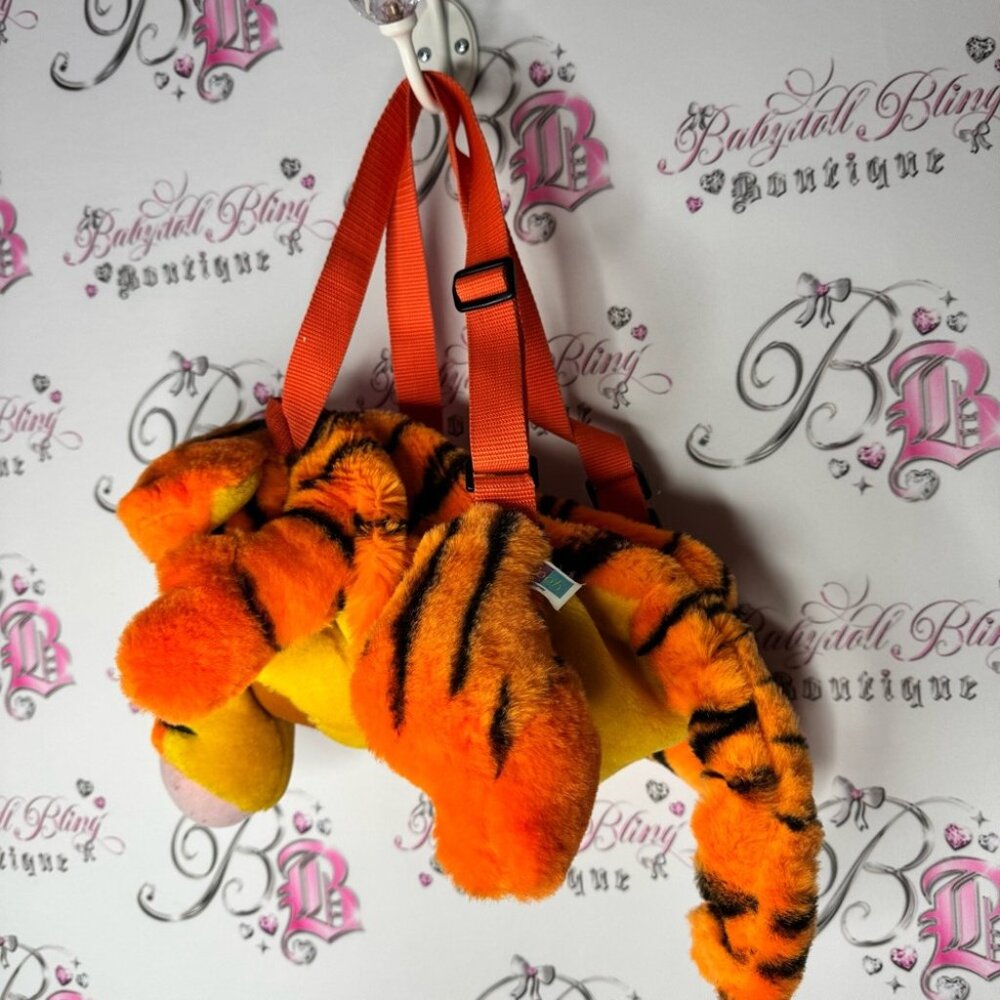 Disney tiger backpack Orange and Black Plush Toy backpack vintage zip up - Picture 2 of 10